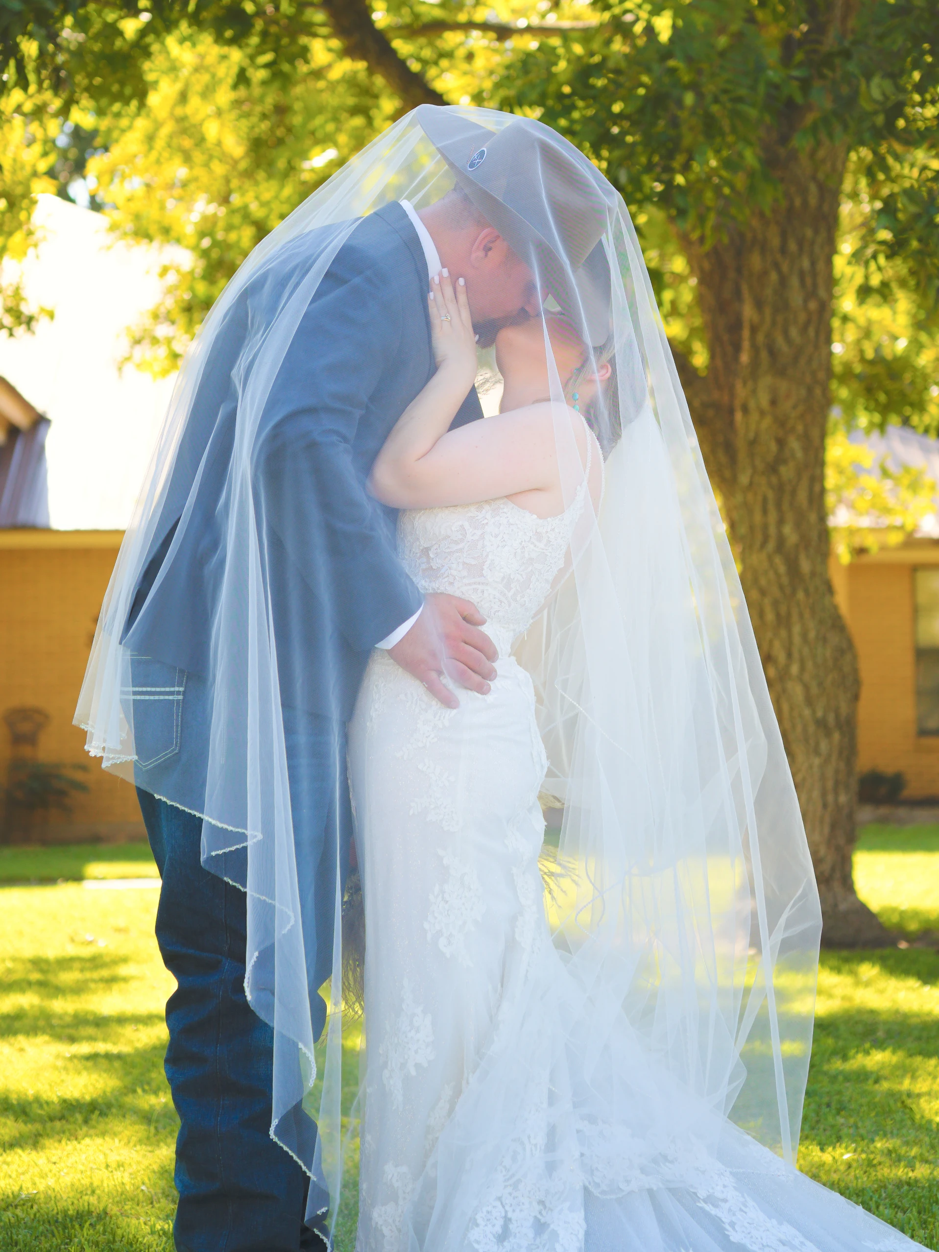 Emotional wedding portrait photographed near Austin Texas
