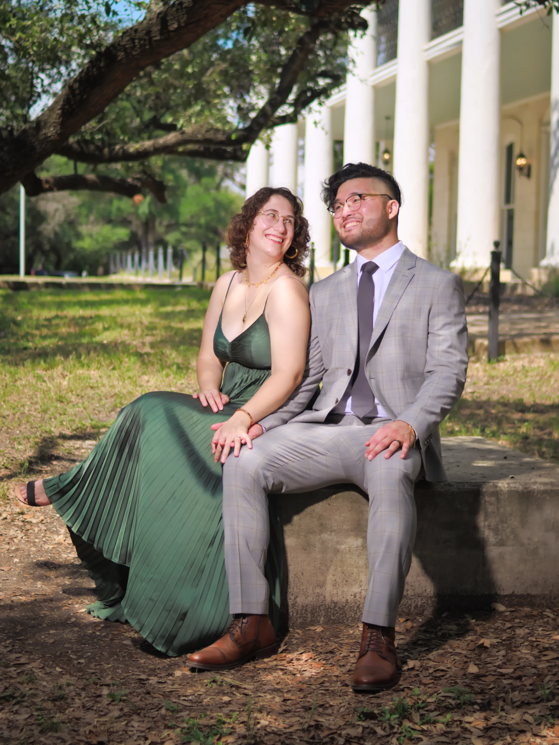 Engaged couple posing naturally during a San Antonio engagement photography session