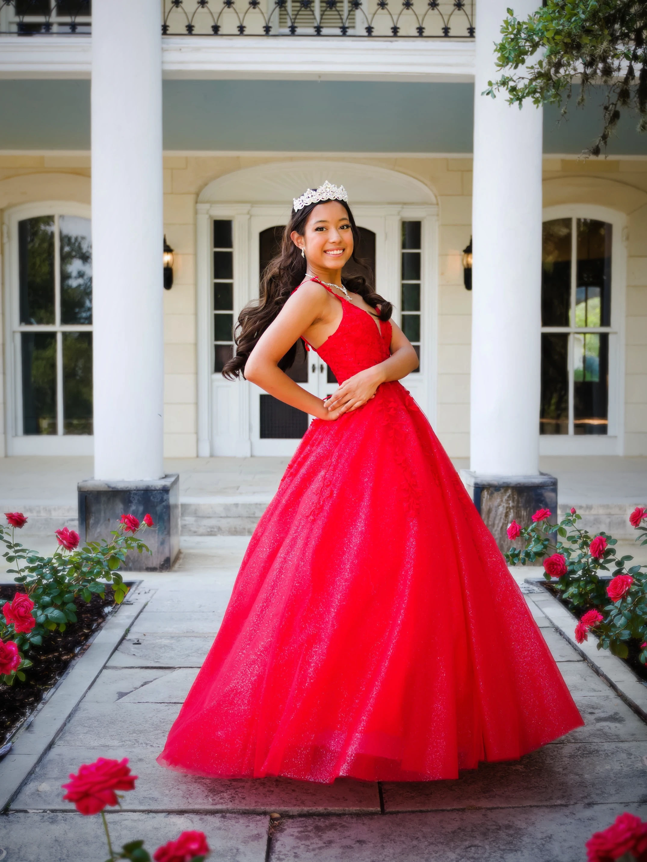 San Antonio quinceañera dress portrait with guided posing